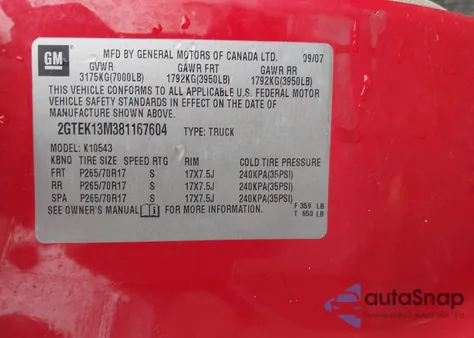2008 GMC Sierra 1500 Sle1 z USA, uszkodzony, nr VIN 2GTEK13M381167604